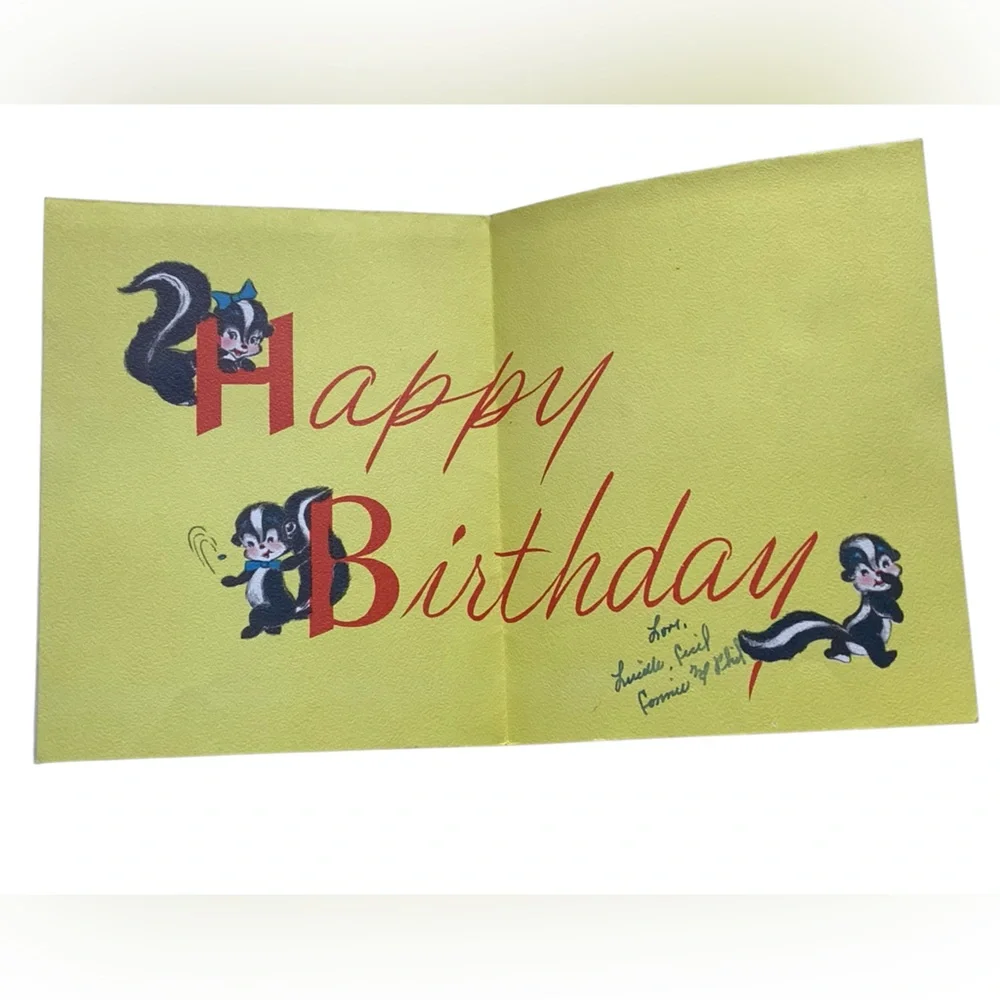 Vintage 1940’s-50’s Era Skunk Birthday Card This Wish is SENTsational